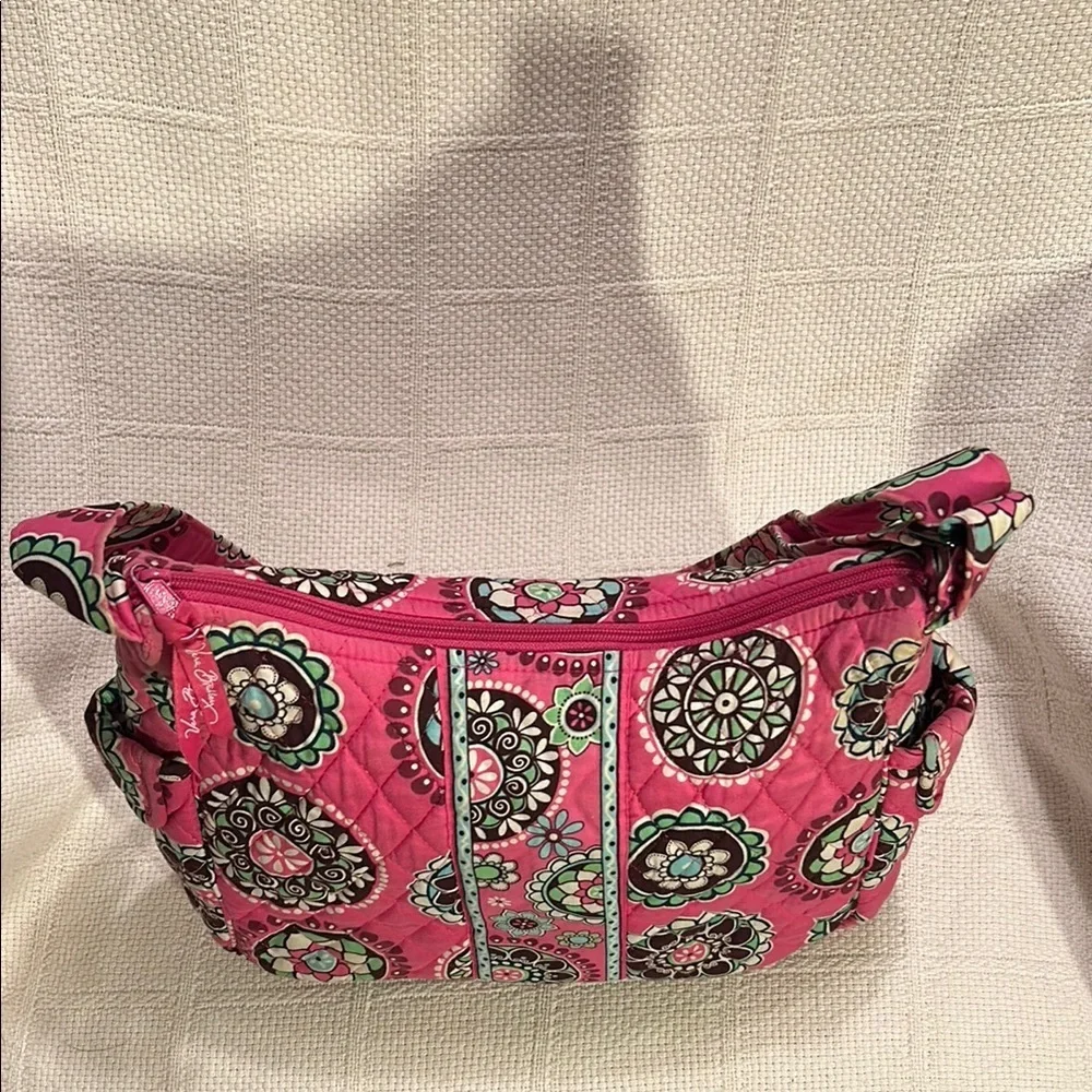 VERA BRADLEY Pink and Green Floral Shoulder Bag “Cupcakes Pink” Pattern